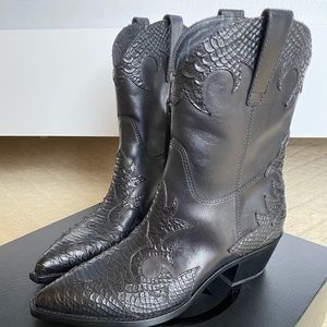 ASH Desperado Black Leather Cowboy Boots